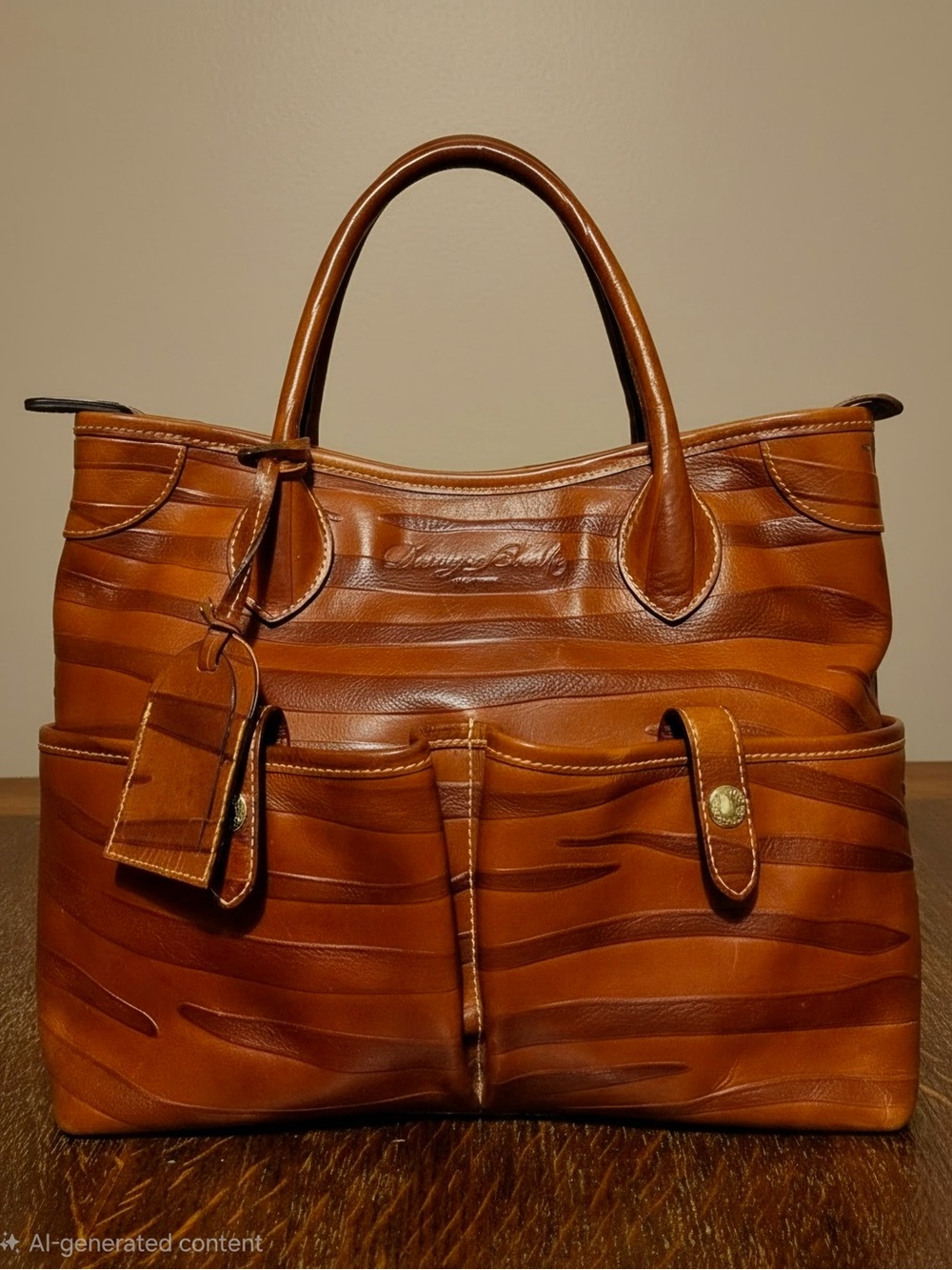Dooney & Bourke Zebra Leather Satchel Cognac Brown - Picture 7 of 8